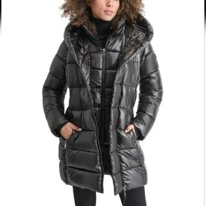DKNY Shiny Black Puffer Jacket